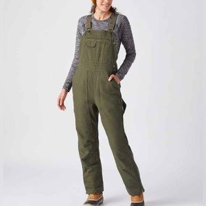 Duluth trading Co Women's Fire Hose DuluthFlex BiB Overalls Sherpa lined L 14